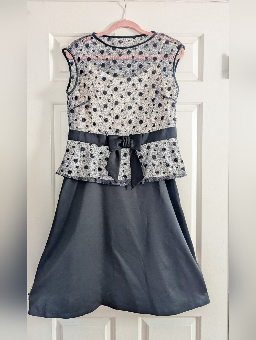 Upscale Satin and Lace Black & White Dress